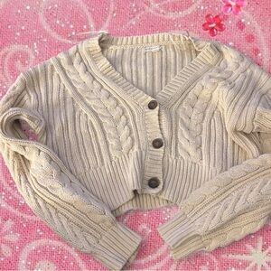 Aeropostale Cream Cable Knit Cardigan